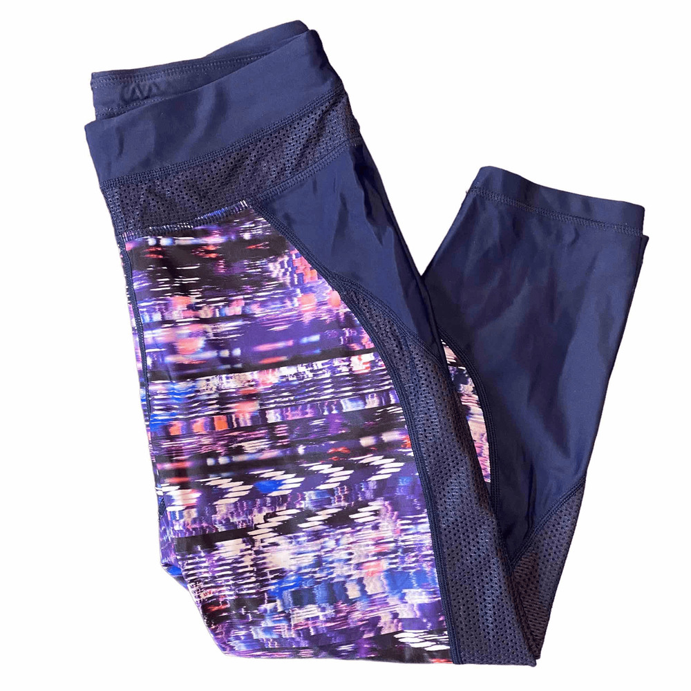ATHLETA Navy Adjustable Waist Capri mesh detail Multicolor Size M